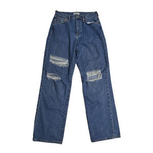 Forever 21 Ripped Wide Leg Medium Wash Jeans - 26